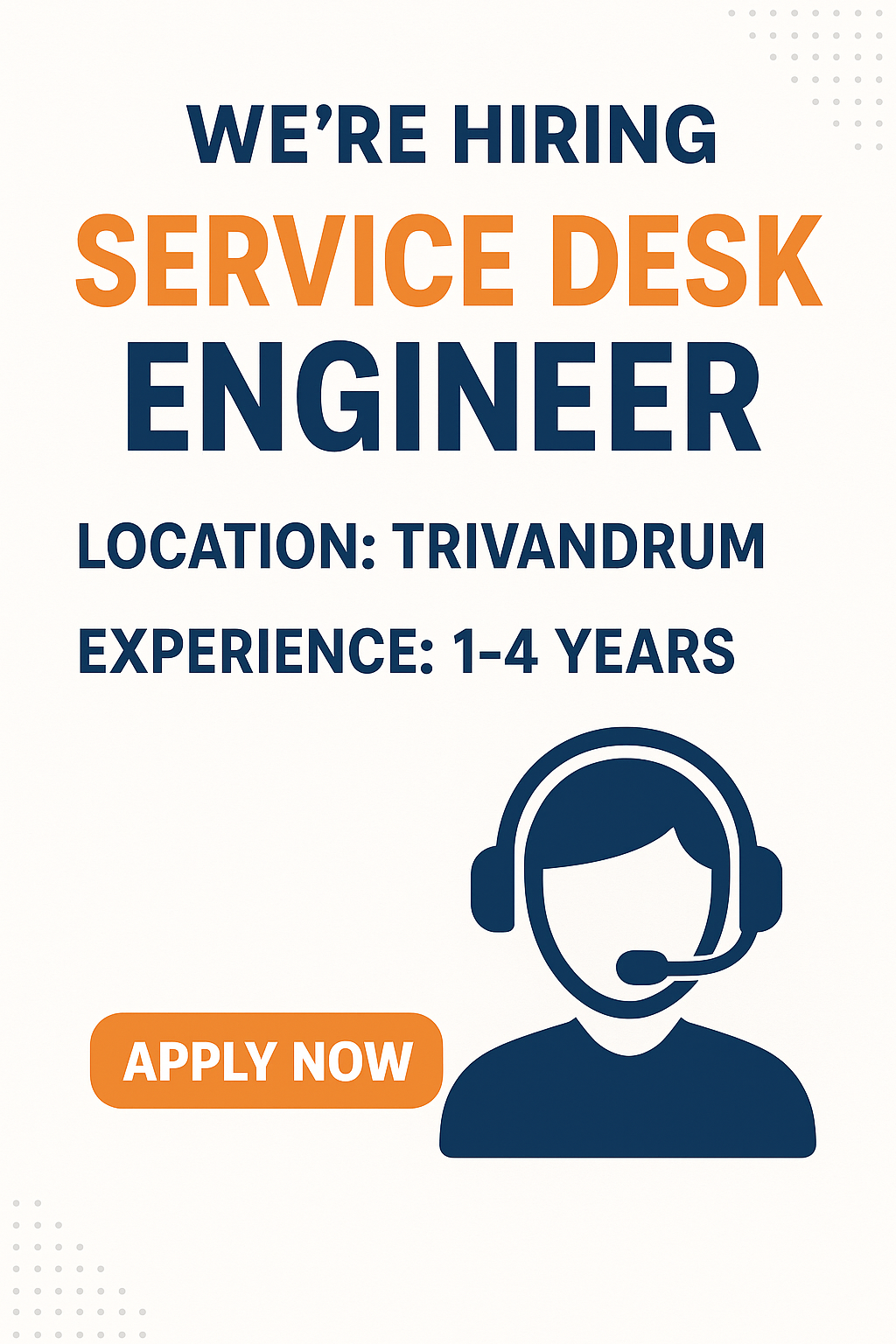 We’re Hiring – Service Desk Engineer Location: Trivandrum Shift: 24x7 Rotational (5 Days Work from O â€” shared by Priyanka Dhangar on TalentXcel